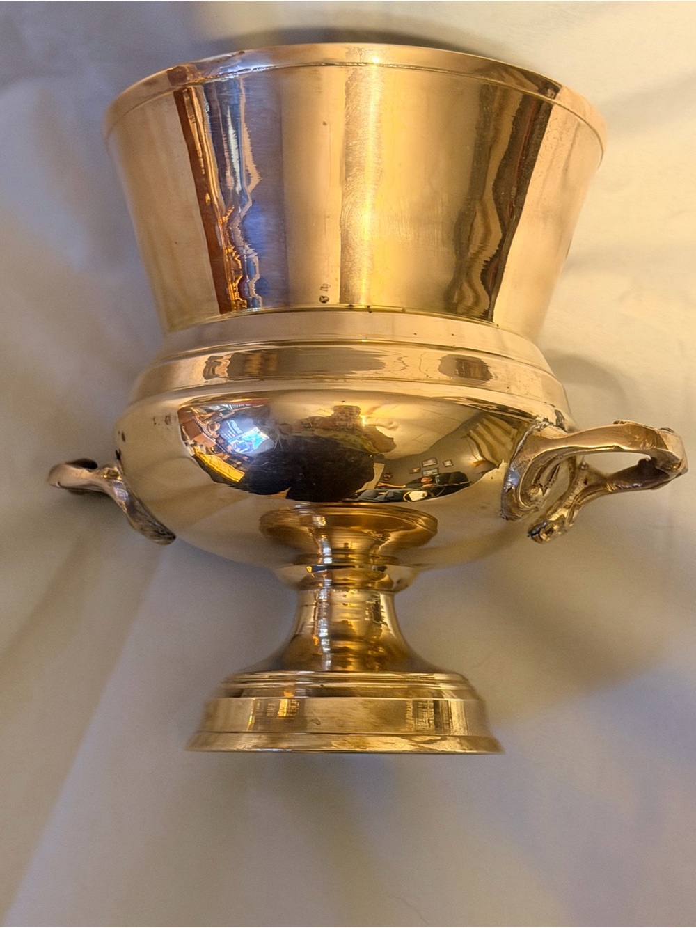 Vintage Brass Pedestal Urn Planter Made in India Ornate Handles 8" Heavy - Picture 9 of 9